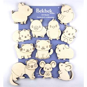 Bekbek Makes UV Resin -Cute Animals Wooden Shapes Card Embellishments/ Jewellery Blanks - 955079