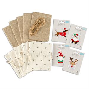 Trimits Create Your Own Christmas Bag 1 - 4 Motifs, 5 x Jute Bag & 5 x Cotton Bag - 973438