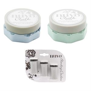 Tonic Studios Nuvo Chalk Mousse Duo with Blending Dauber - Delicate Blue & Mint Mojito - 973960