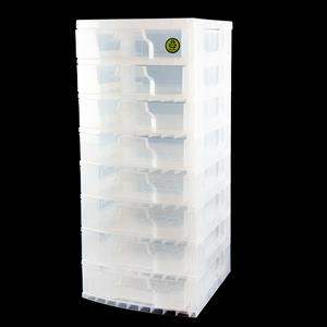 Really Useful Boxes Drawer Storage Tower with 8 x 9.5L Drawers - Clear - 977867