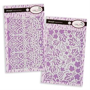 Dawn Bibby Creations Provençal - 2 x A5 Stencils - Elegant Lace & Grapevine - 985080