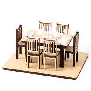 CoolKatzCraft Table For 6 Scene: 3D 6 Piece Table Setting - 1:24 Scale - 987548